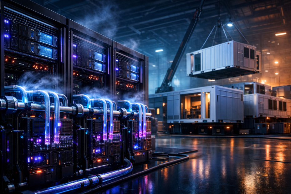 AI data centre demand driving GPU infrastructure with liquid cooling and modular deployment
